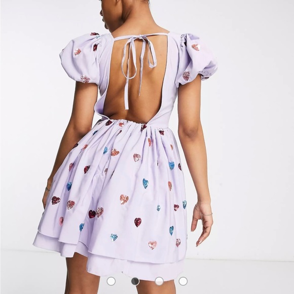 NWT Maya strawberry sequin heart mini dress in lilac - Picture 2 of 4